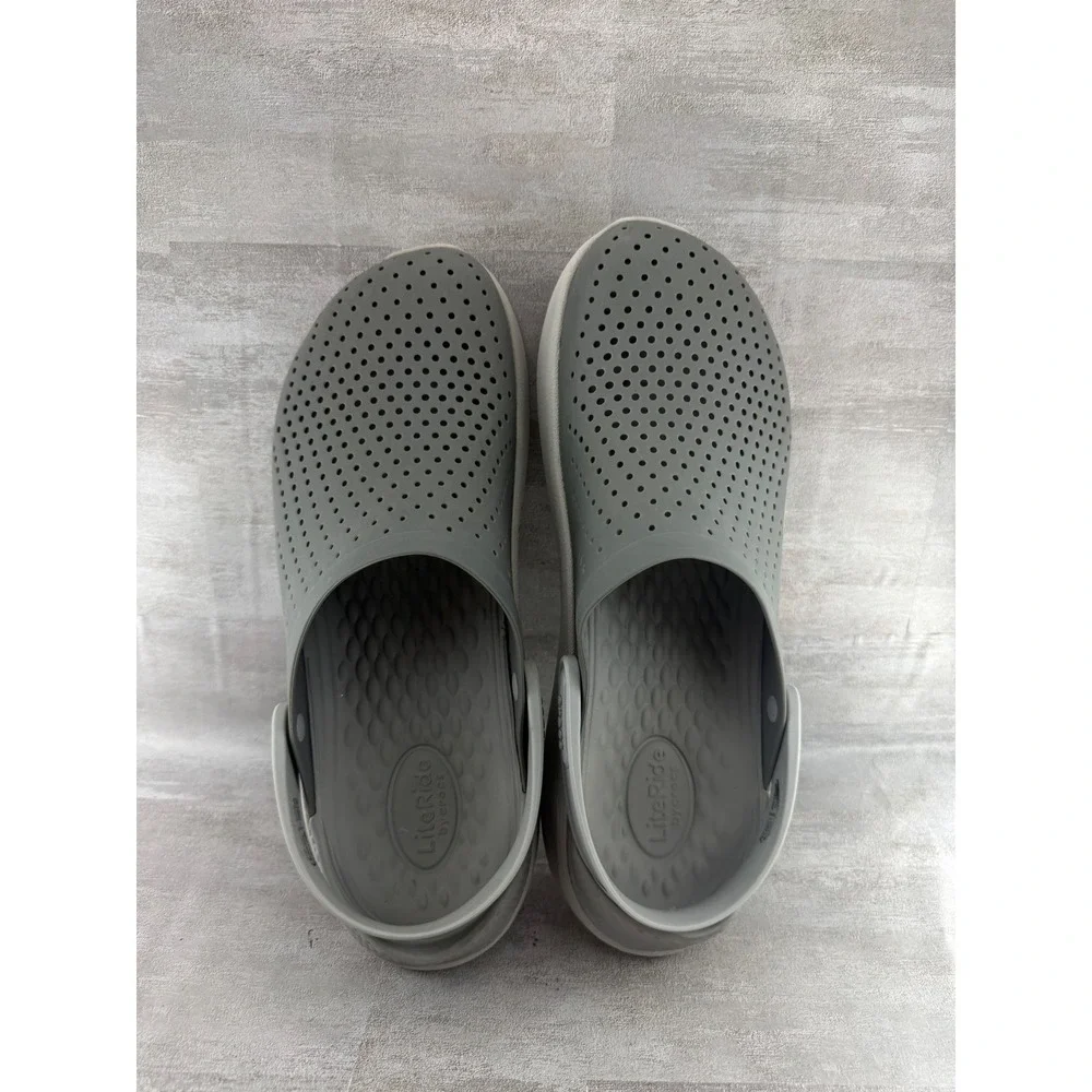 Crocs LiteRide Clog Men Sz 11 Slate Grey Almost White Comfort Shoes 204592